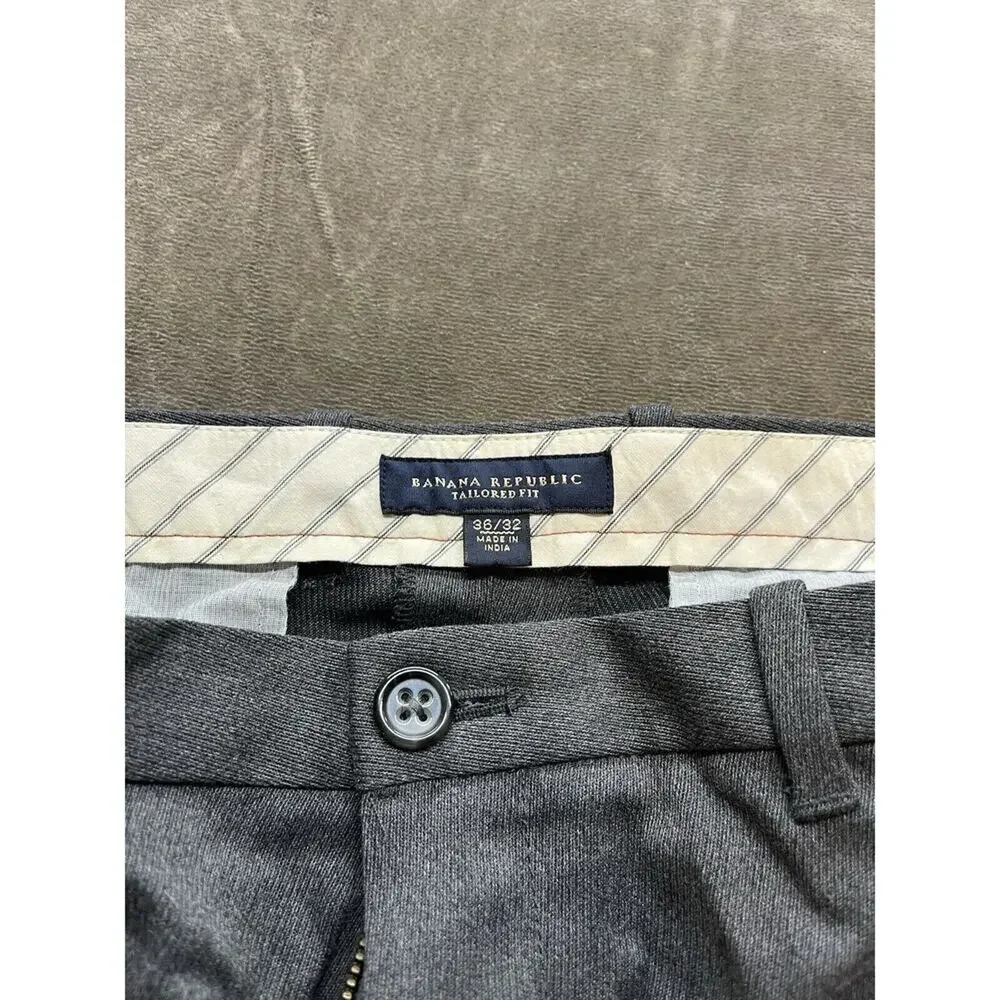 Banana Republic Dress Pants‎ Mens Size 36x32 Slim Fit Tailored Flat Front Gray